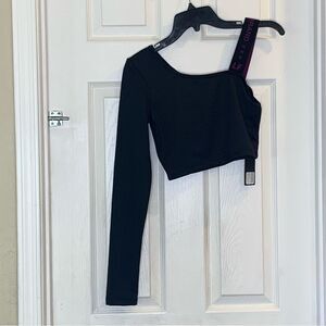 LF The Brand One long sleeve crop top with Shoulder logo elastic band Size Med